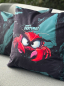 Preview: Kissen - Panel - Crab - pink - Samt - Salty Pillows - mint - petrol - Thorsten Berger